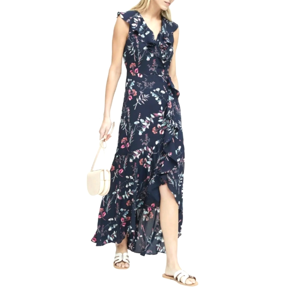 Never Worn Banana Republic Ruffle High Low Maxi Dress